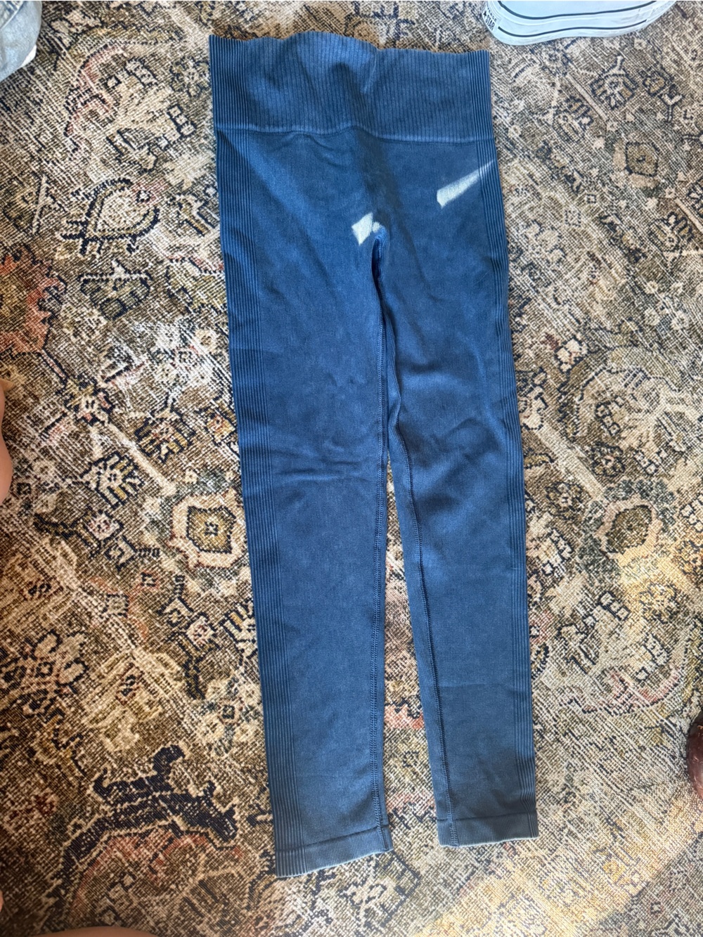 Spanx Look At Me Now Seamless Ribbed Leggings Blue M